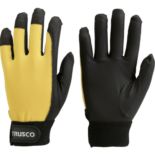 【TRUSCO】ＴＲＵＳＣＯ　ＰＵ薄手手袋エンボス加工　イエロー　ＬＬ